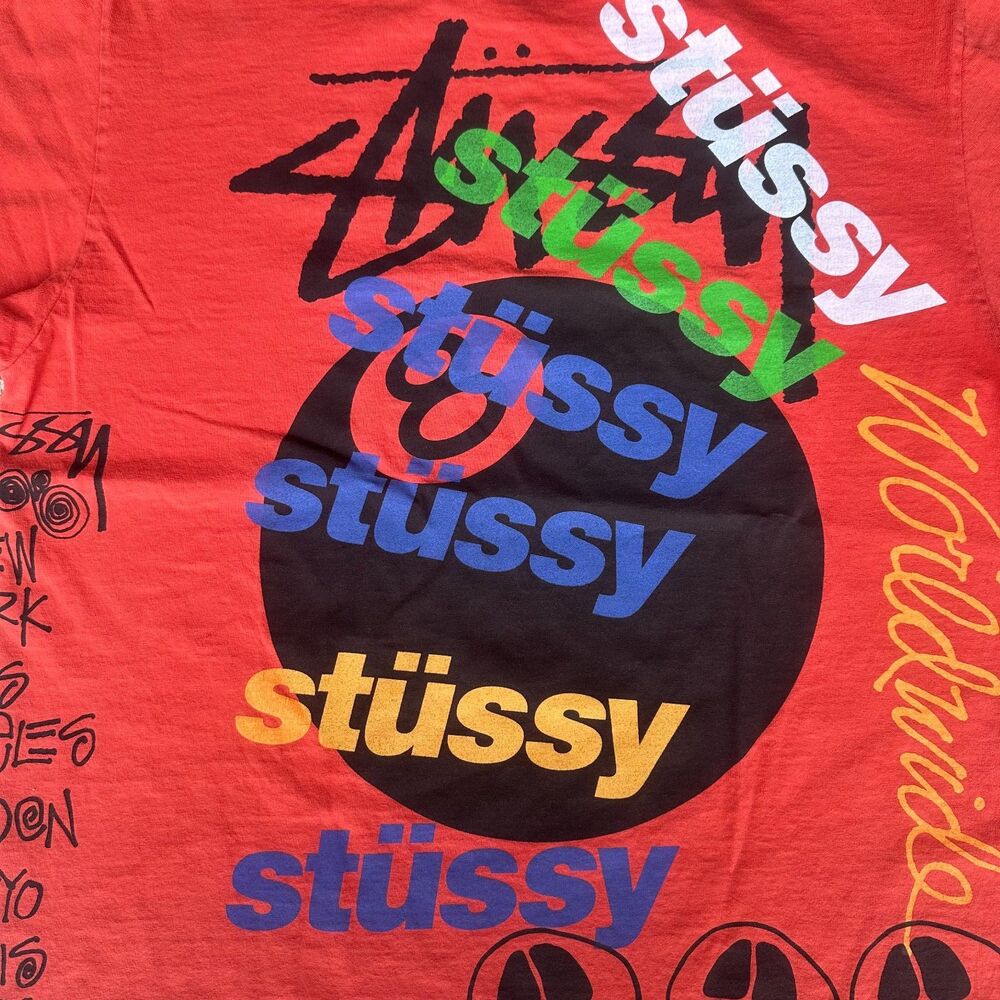 Stüssy Stussy Test Strike Pigment Dyed T-Shirt in Orange Mens M Rare Vintage Pre